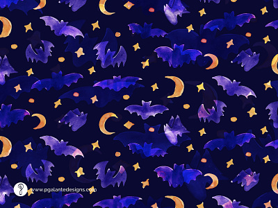 Bats animals bats halloween pattern design patterns watercolor