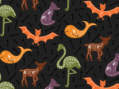 Skeleton Animals animals halloween pattern design patterns skeletons surface pattern design