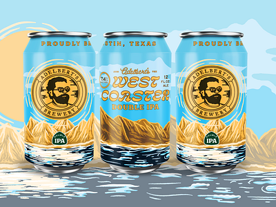 Adelbert's West Coaster beer beer can branding design illustration matt thompson package design type typography