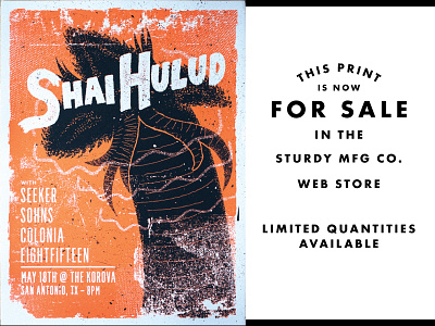 Shai Hulud poster - Now For Sale! hand lettering heavy illustration matt thompson music poster sturdymfgco texture