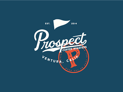 Prospect Coffee Roasters bags branding coffee identity lockup logo mark pennant script stamp sturdy mfg co typography