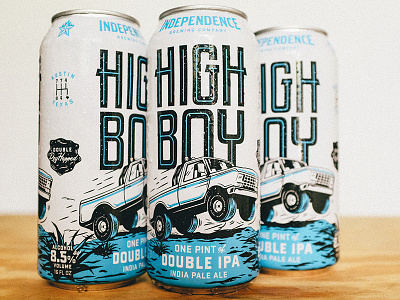 Highboy Double IPA beer beer cans canalesco cans illustration independence ipa layout matt thompson type