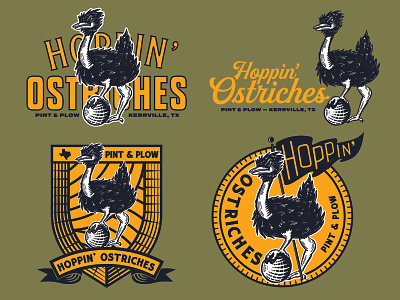 Hoppin' Ostriches fun illustration kickball lettering mascot matt thompson script sports type typography work
