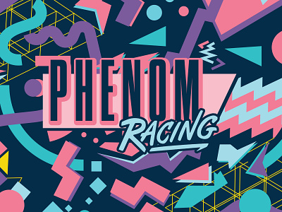 Phenom Racing Logotype & Pattern 90s design fun illustration logo matt thompson memphis style pattern type typography