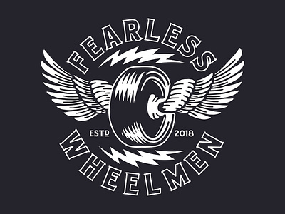 Fearless Wheelmen // Winged Race Wheel badge branding design hand drawn illustration matt thompson type typography