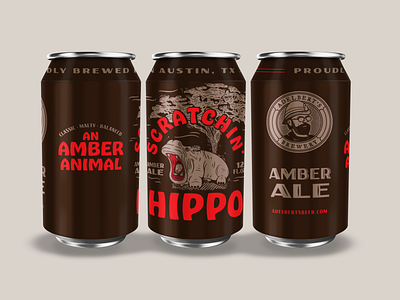 Adelbert's Scratchin' Hippo beer illustration matt thompson packaging type typography