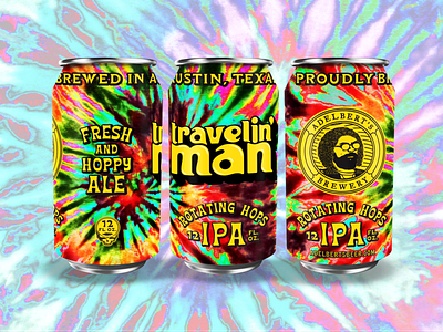 Adeblert's Travelin' Man beer beercan cans illustration lettering matt thompson packaging type typography