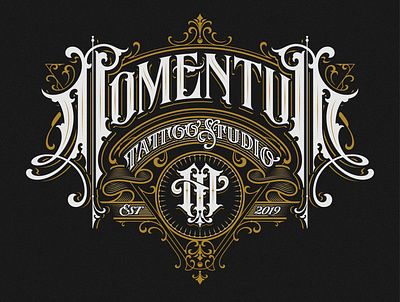 Momentum Tattoo design handlettering lettering logo logotype typography victorian style vintage