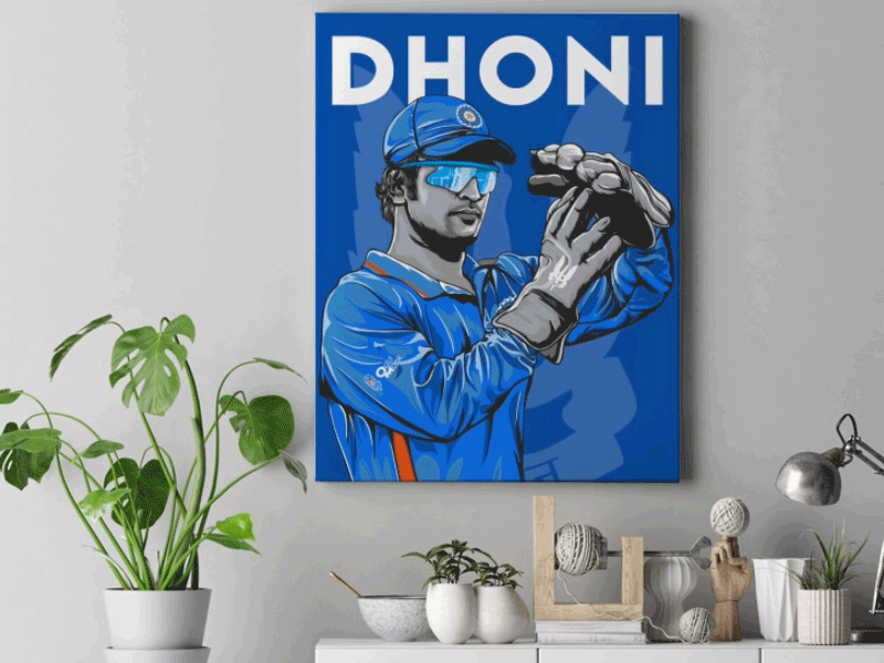 Dhoni adobe draw branding cricket design dhoni illustration ipadpro msdhoni odd monk portrait poster print sports vector