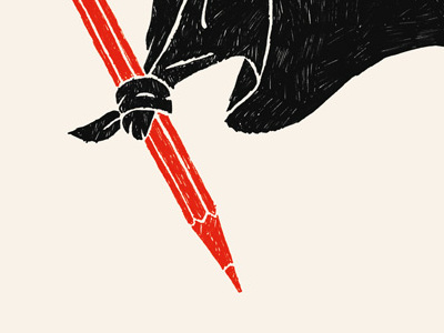 Black Flag hand drawn illustration knot pencil red