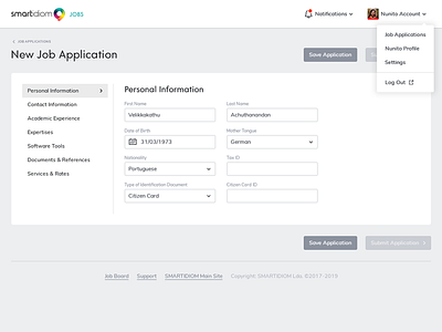 Job Application Panel application backoffice interface job recruitment ui design