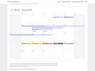 Slayout Nav Calendar.Html calendar css design frontend html interface library svg ui ui design
