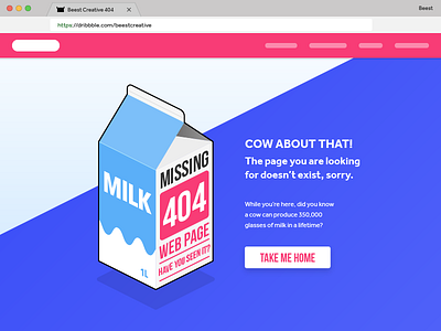 404 Page - Milk Carton 404 404 page broken link broken page dailyui dailyui008 error isometric milk