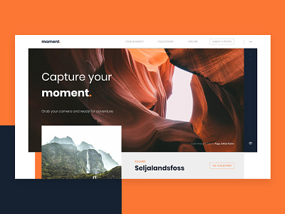 Moment | Landing Page app branding design identity landing page photography ui uiux ux web web design website