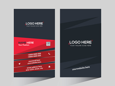 Black and Red Colored Vertical Business Card corporate