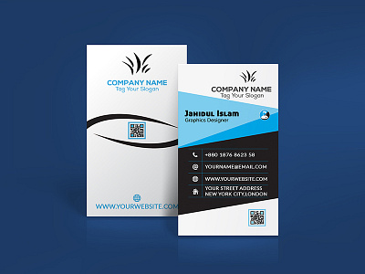 corporate vertical business card 4 color variation corporate vertical business card double side effective elegant modern popular professional simple design trendy unique vertical template