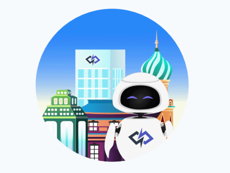 Robot Power - Animation 🤖 ae animation animation design building character character animation city design flat gif illustration minimalist motion robot society vector