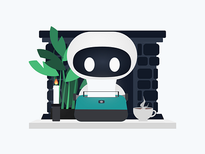 Typewriter Illustration 📃 candle character coffee copywriter design fireplace graphicdesign illustration minimalist plant typewriter vector writer writing