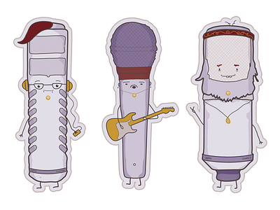 Microphone Characters audio character illustration music sketch
