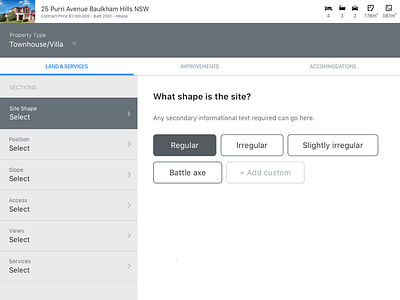 iPad: Navigating, categorising and tagging property data