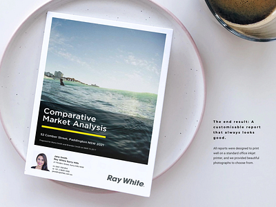 The final result: A printed report cover freelance designer print print design real estate report