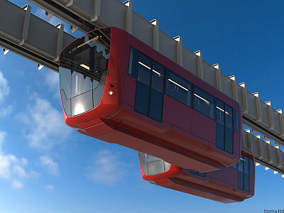 Monorail passenger car Strela 3d design forma monorail public render strela studio transport