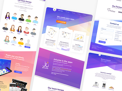 Juicymo Website Redesign avatar icons avatars branding colorful design fun icon icon design icon set illustration team typography ui ui design uiux ux vector visual webdesign