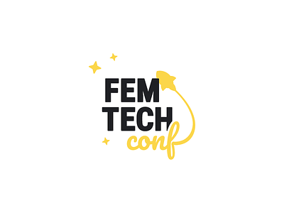 FemTechConf Logo Design branding conference cute design femtechconf fun icon logo playful rocket space typography vector women in tech