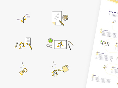 Workflow Icons for Juicymo Website branding design icon icon design illustration logo ui vector visual web web design website
