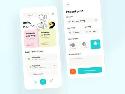 Pharmacist View of Prescriptions To-Do app ui design digital health doctor app ui health app health ui healthcare app medical app design medicine app pharmacy app