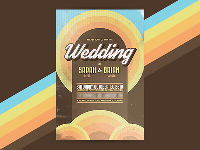 Wedding Invitiation 70s grunge postcard retro vintage weathered wedding