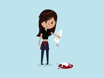 I tried to pet the bunny bunny cartoon dead death illustration rabbit