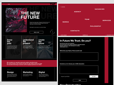 TNF Studio Website Concept agency agency website black brand design branding branding agency dark ui dribble geometric interface minimal minimalism page design red typography ui web website website design