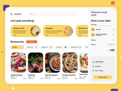 YUMM Food delivery app application branding colors delivery delivery service design food food delivery interface typography ui ui design website yellow