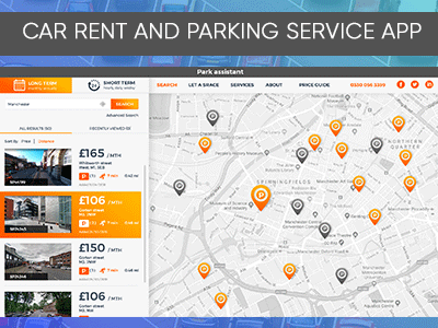 Car rent and parking application car interface parking rent uxui web web app