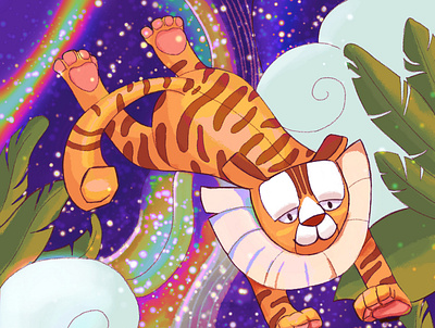 Tiger in space character design children book children illustration flat illustration illustrator trend