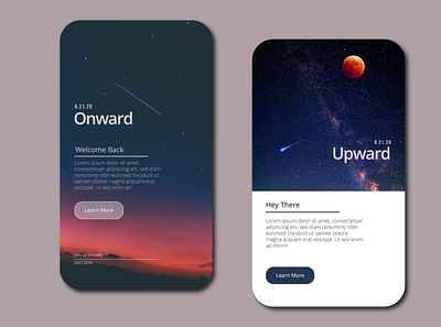 Onward & Upward app cosmic design space stars ui