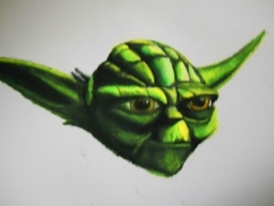Master Yoda oil pastels pentel star wars yoda