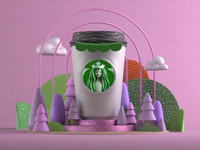 The bucks! 3d 3d art c4d character cute art design illustration logo scene starbucks zbrush