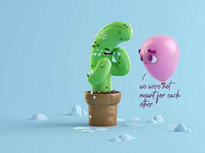 Forbidden love 3d 3d art breakup c4d character characters colorful cute art design illustration love scene