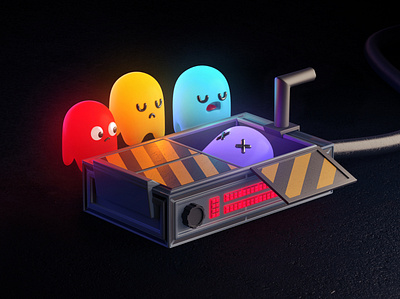 Ghost busted! 3d 3d art c4d character colorful cute art ghost ghostbusters illustration