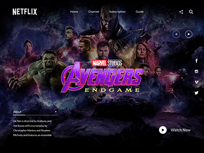 Netflix concept avengers web page avengerweb comics web concept end game web marvel netflix concept netflix web web web concept webpage