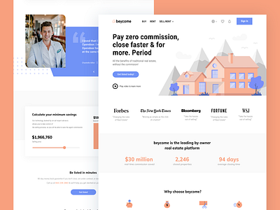 web redesign for real estate company header homepage illustration landing page listing company real estate web redesign