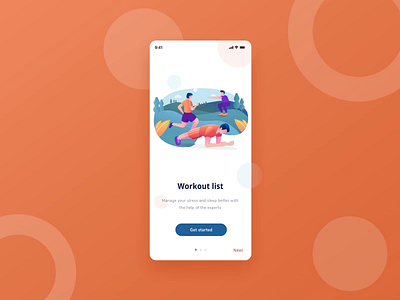 Animated onboarding screen for workout mobile app animated animatedgif exploration fitness health mobile app onboarding orange workout