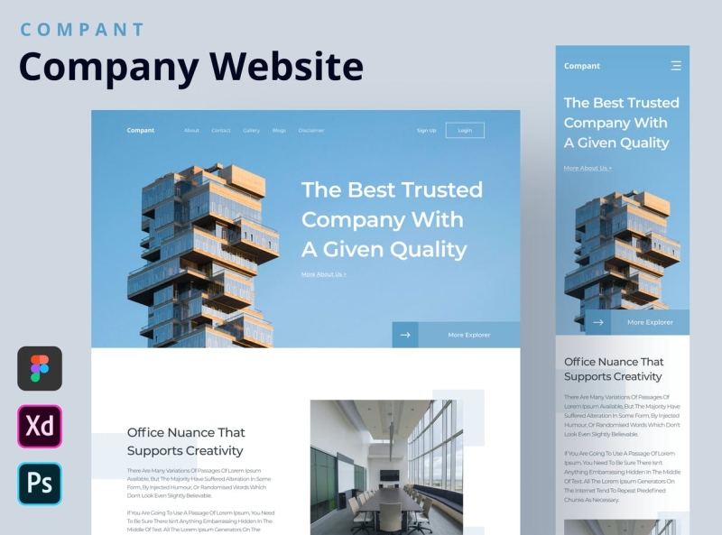 Company profile homepage design