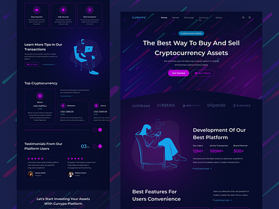 Cryptocurrency Landingpage asset binance bitcoin blockchain coin crypto cryptocurrency dark eth ethereum exchange homepage investment landing page trading ui uiux