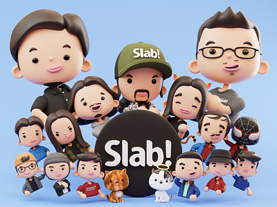 Slab! Design Studio Team - 3D Avatar 3d 3d avatar 3d character 3d flat 3d illustration 3d modeling 3d profile 3d ui ava avatar avatar design avatar icons avatars blender characters member profile team