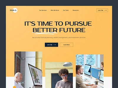 PUR-S - Financial Landing Page agency business consultant finance financial header hero image homepage investment landing page management plan service strategy ui uiux wealth
