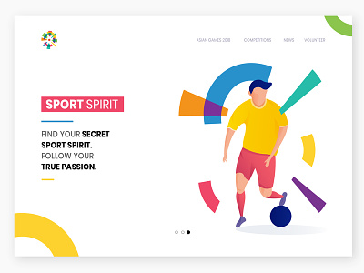 Landing Page Exploration : Sport theme website asian games 2018 badminton basketball football illustration landing page soccer sport world cup 2018