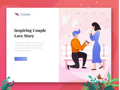 Exploration : Header Illustration couple design header hero image illustration landing page uiux vector